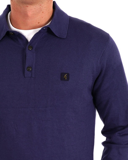 Gabicci Vintage Francesco LS Strickpolo Storm Blue