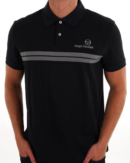 Sergio Tacchini Poloshirt mit Doppelstreifen, Schwarz/Grau