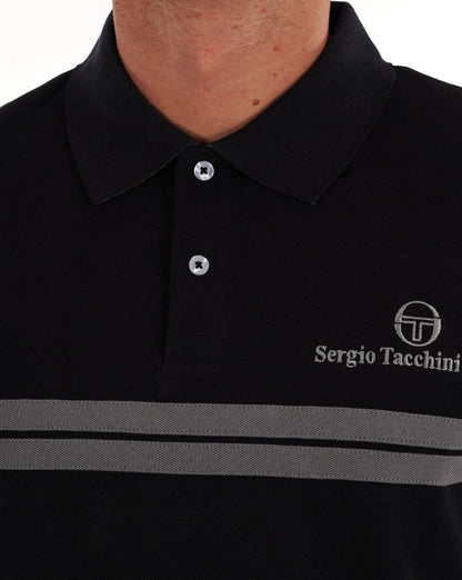 Sergio Tacchini Poloshirt mit Doppelstreifen, Schwarz/Grau