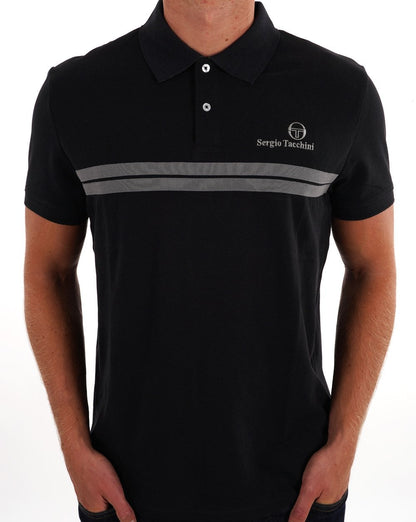 Sergio Tacchini Poloshirt mit Doppelstreifen, Schwarz/Grau