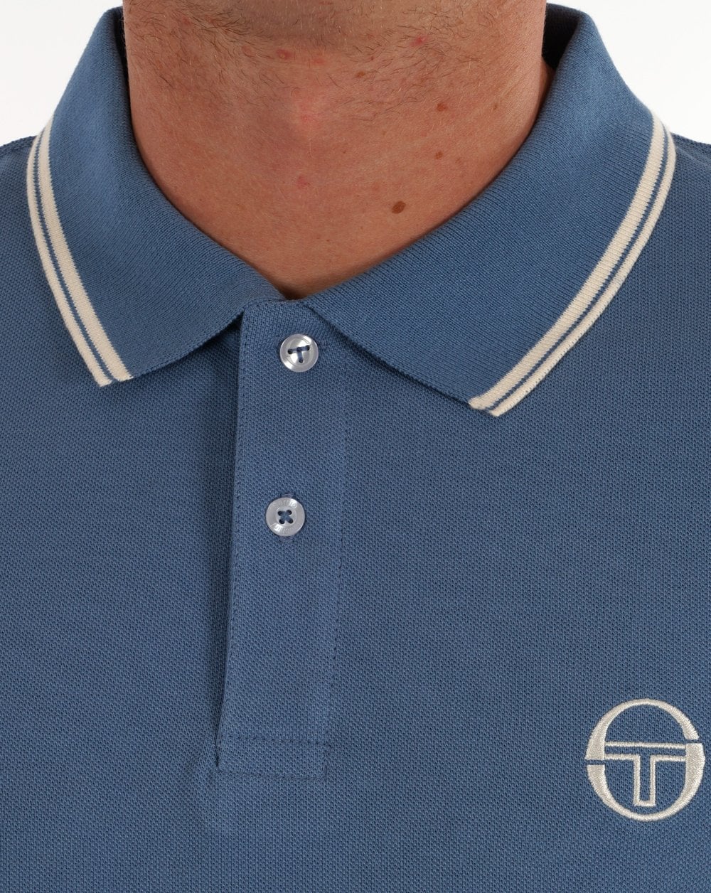 Sergio Tacchini – Langarm-Poloshirt mit Streifenmuster, Stahlblau