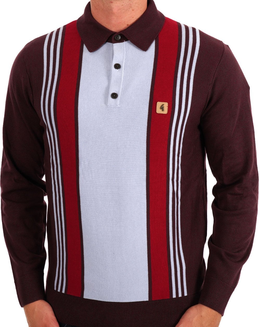 Gabicci Vintage Searle LS Strickpolo Claret Sky