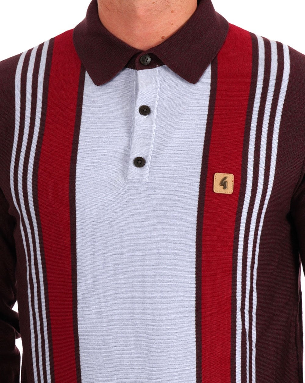 Gabicci Vintage Searle LS Strickpolo Claret Sky