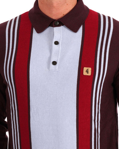 Gabicci Vintage Searle LS Strickpolo Claret Sky