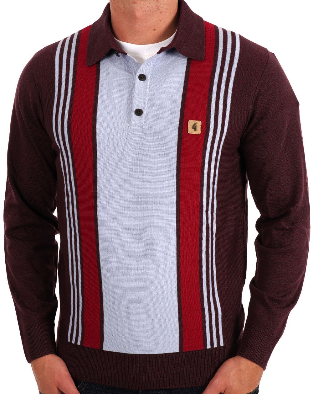Gabicci Vintage Searle LS Strickpolo Claret Sky