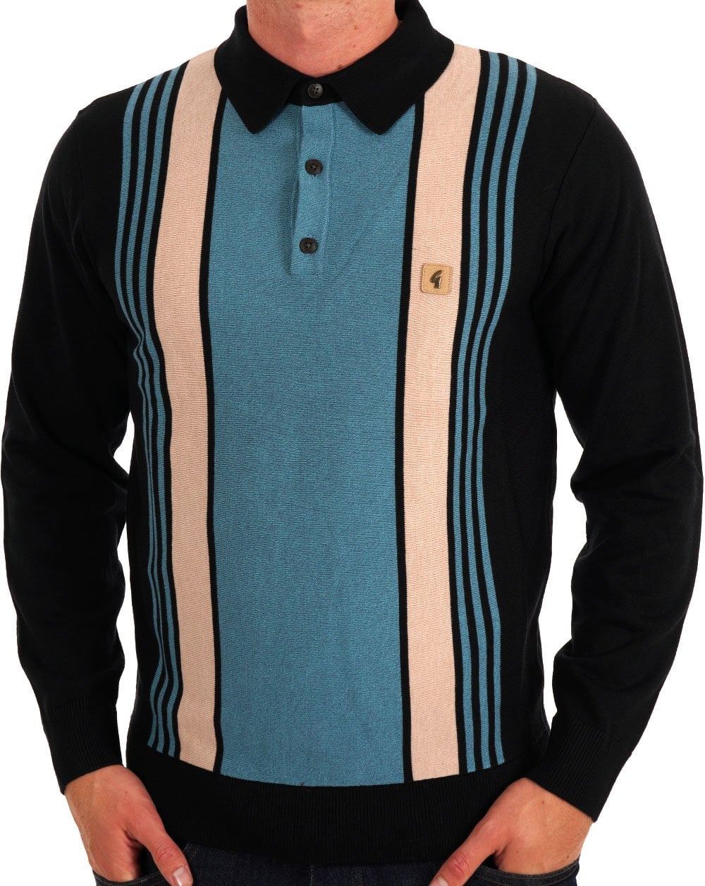 Gabicci Vintage Searle LS Strickpolo Schwarz