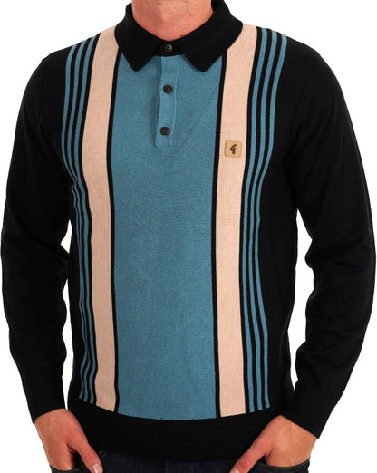 Gabicci Vintage Searle LS Strickpolo Schwarz