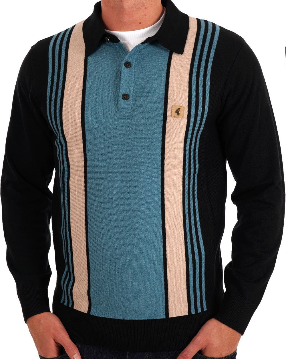 Gabicci Vintage Searle LS Strickpolo Schwarz