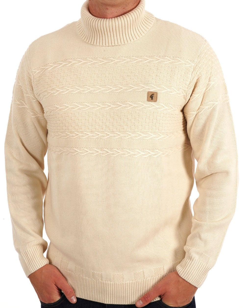 Gabicci Vintage Emilio Roll Neck Knit Cream
