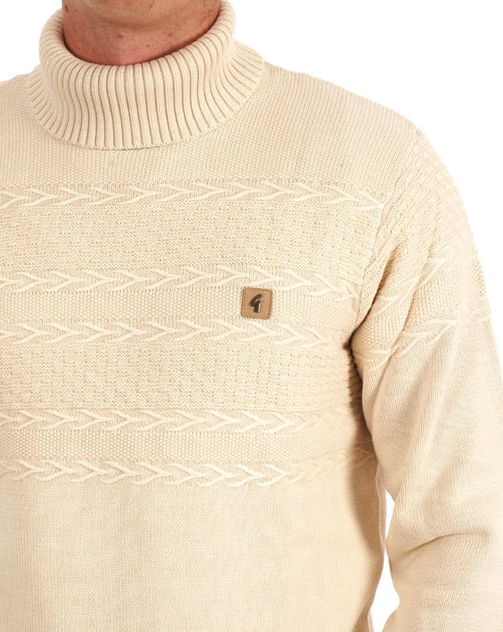 Gabicci Vintage Emilio Roll Neck Knit Cream