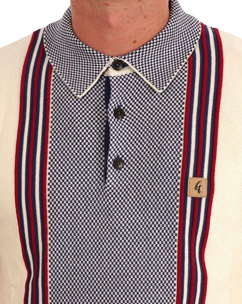 Gabicci Vintage Hadon Gestricktes Langarm-Poloshirt Creme