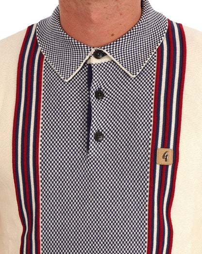 Gabicci Vintage Hadon Gestricktes Langarm-Poloshirt Creme