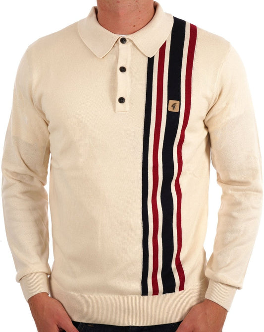Gabicci Vintage Gabicci Vintage Soda Knit LS Polo Creme