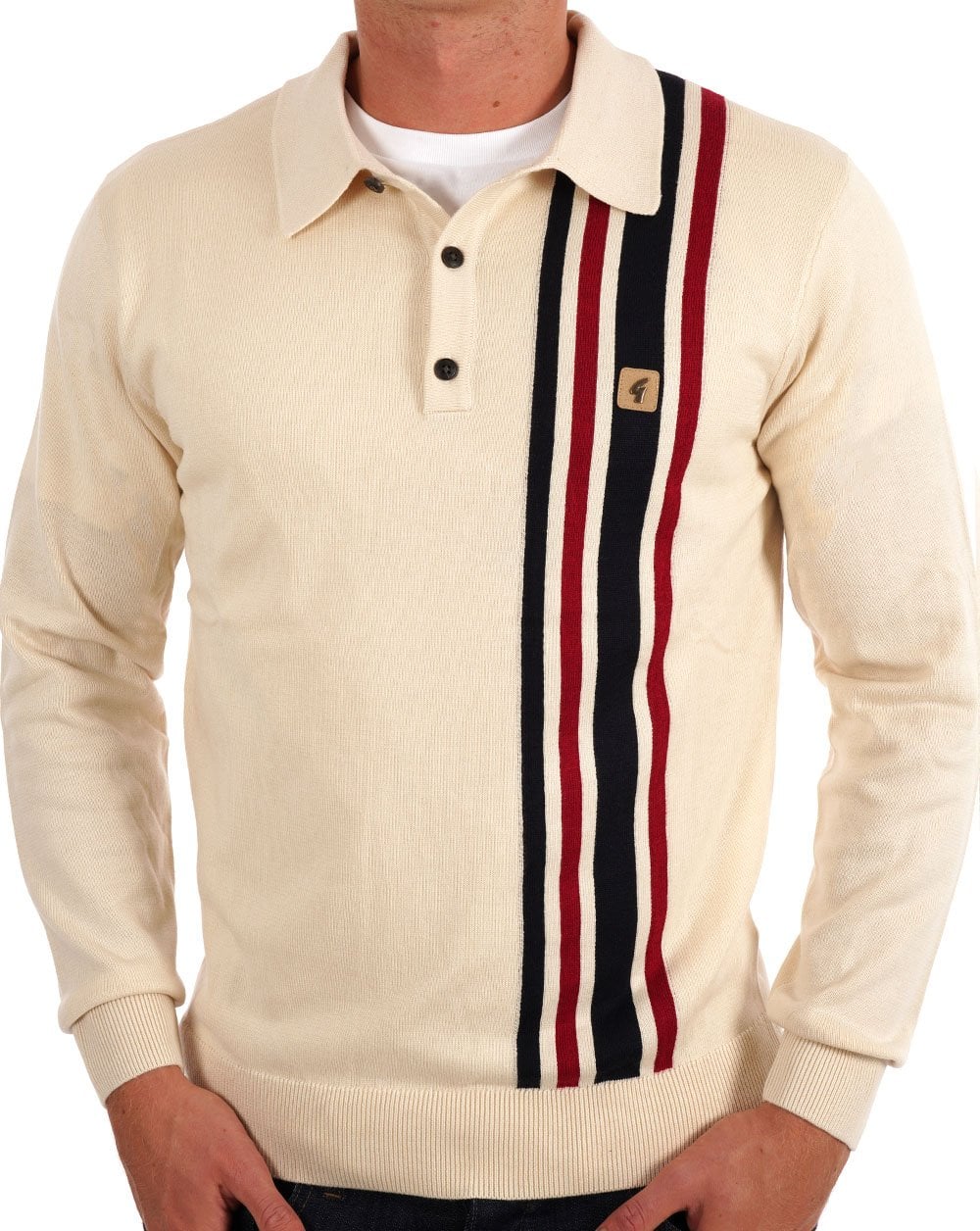 Gabicci Vintage Soda Knit LS Polo Creme