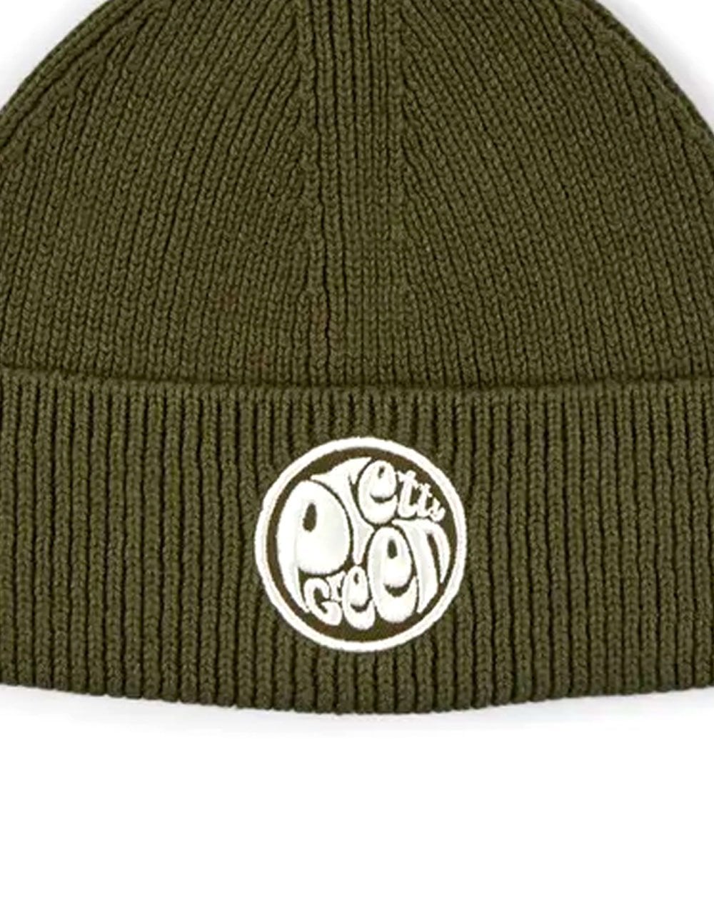 Pretty Green – Strickmütze mit Logo in Khaki