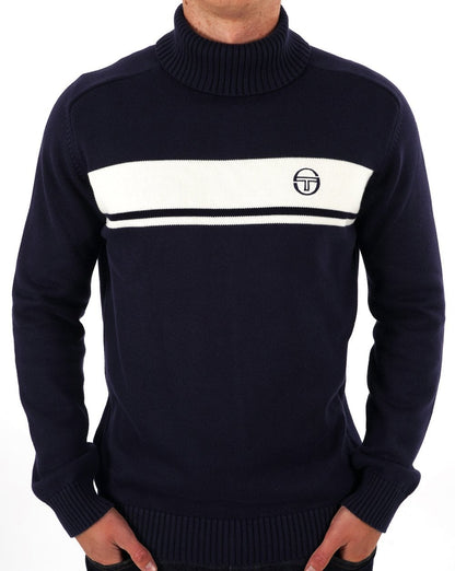 Sergio Tacchini Masters Rollkragenstrick Marineblau / Ecru