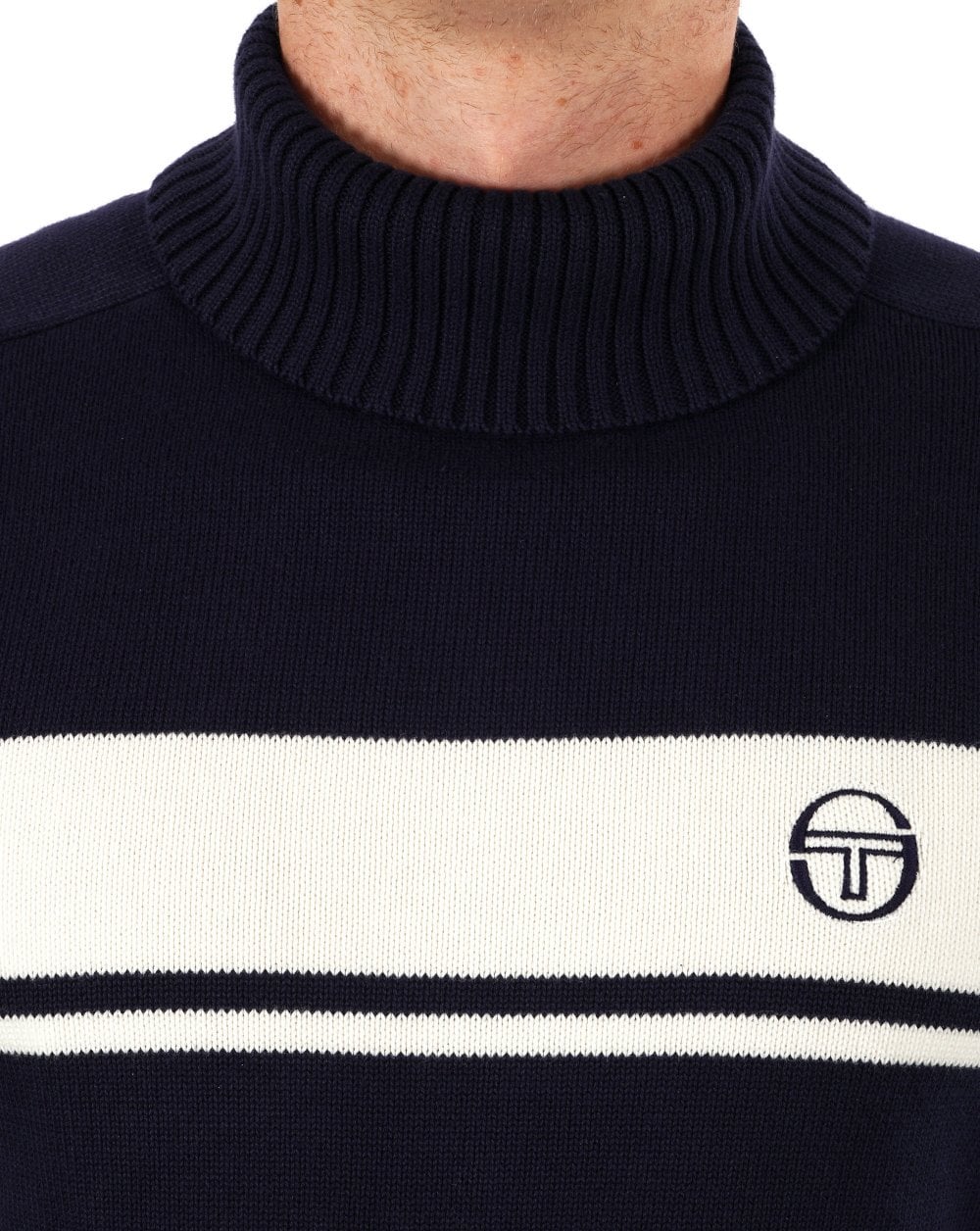 Sergio Tacchini Masters Rollkragenstrick Marineblau / Ecru