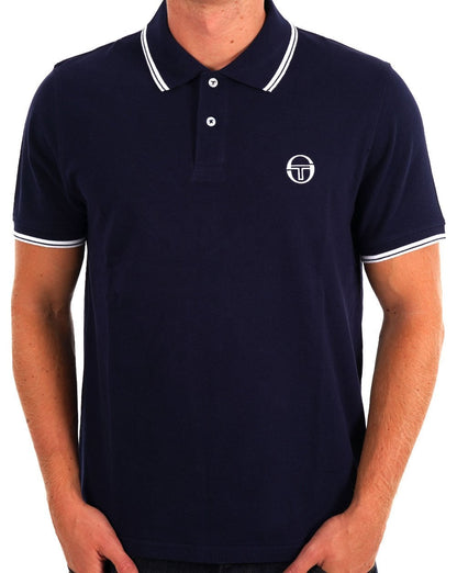 Sergio Tacchini Poloshirt mit Streifen in Marineblau und Weiß