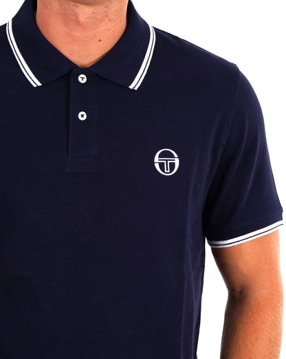 Sergio Tacchini Poloshirt mit Streifen in Marineblau und Weiß