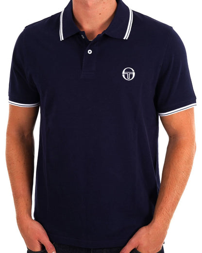 Sergio Tacchini Poloshirt mit Streifen in Marineblau und Weiß