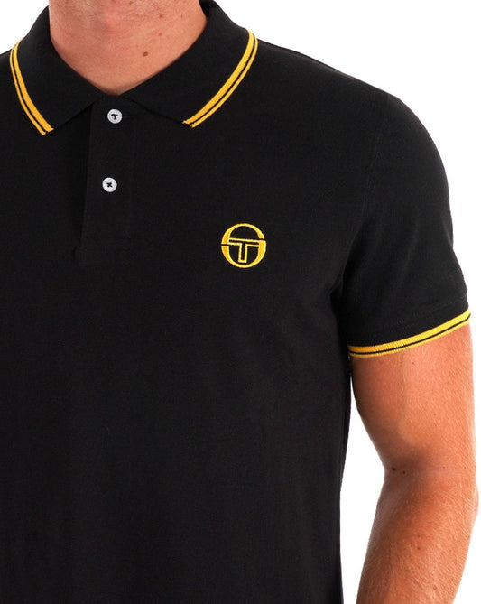 Sergio Tacchini Poloshirt mit Streifen, Schwarz/Gold