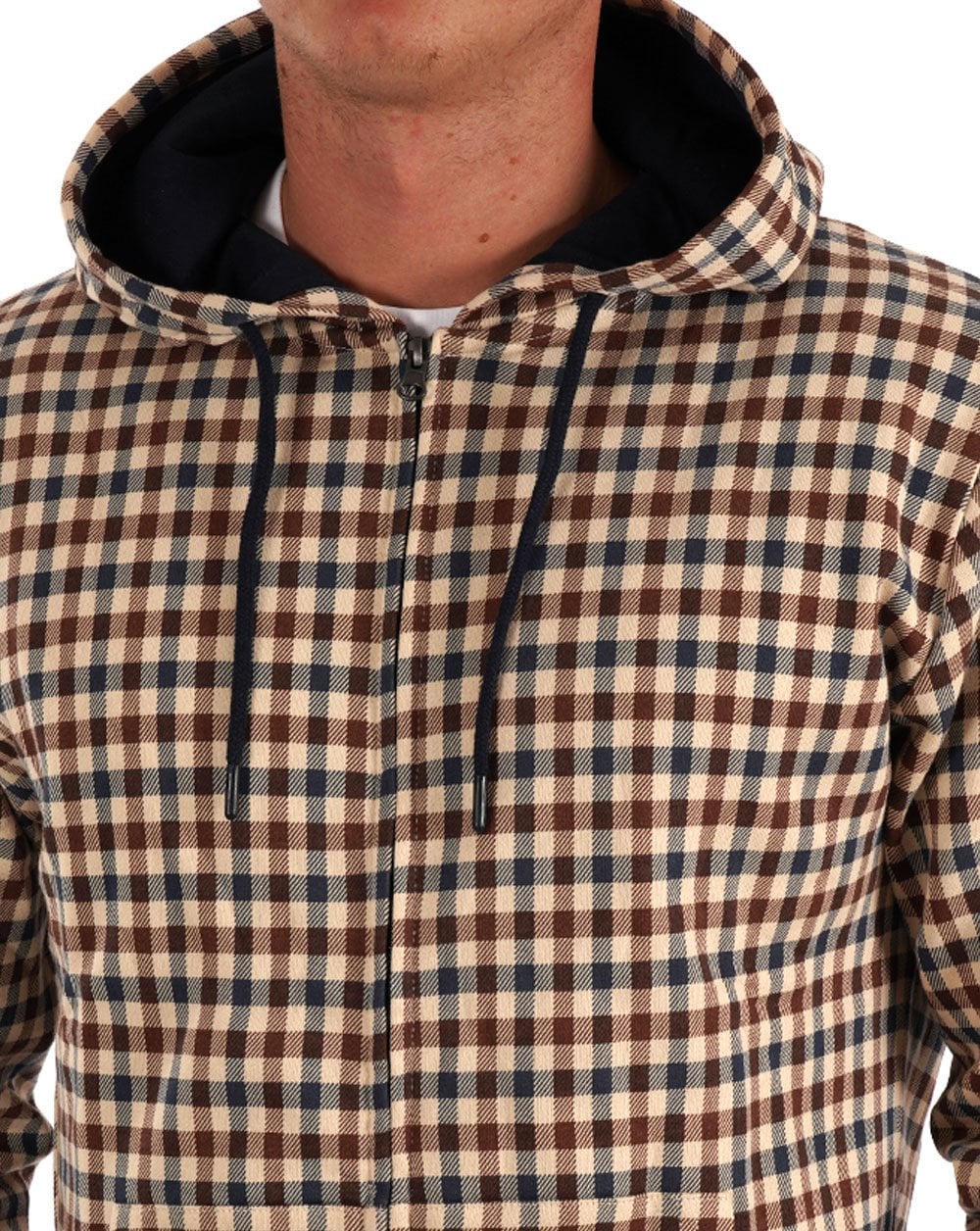 Aquascutum Club – Karierter Hoodie mit durchgehendem Reißverschluss