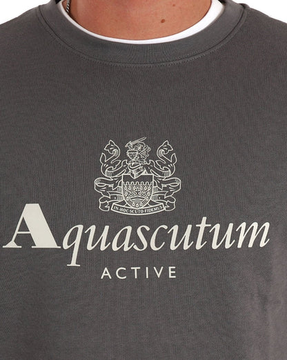 Aquascutum – Sweatshirt mit großem Logo, Anthrazit