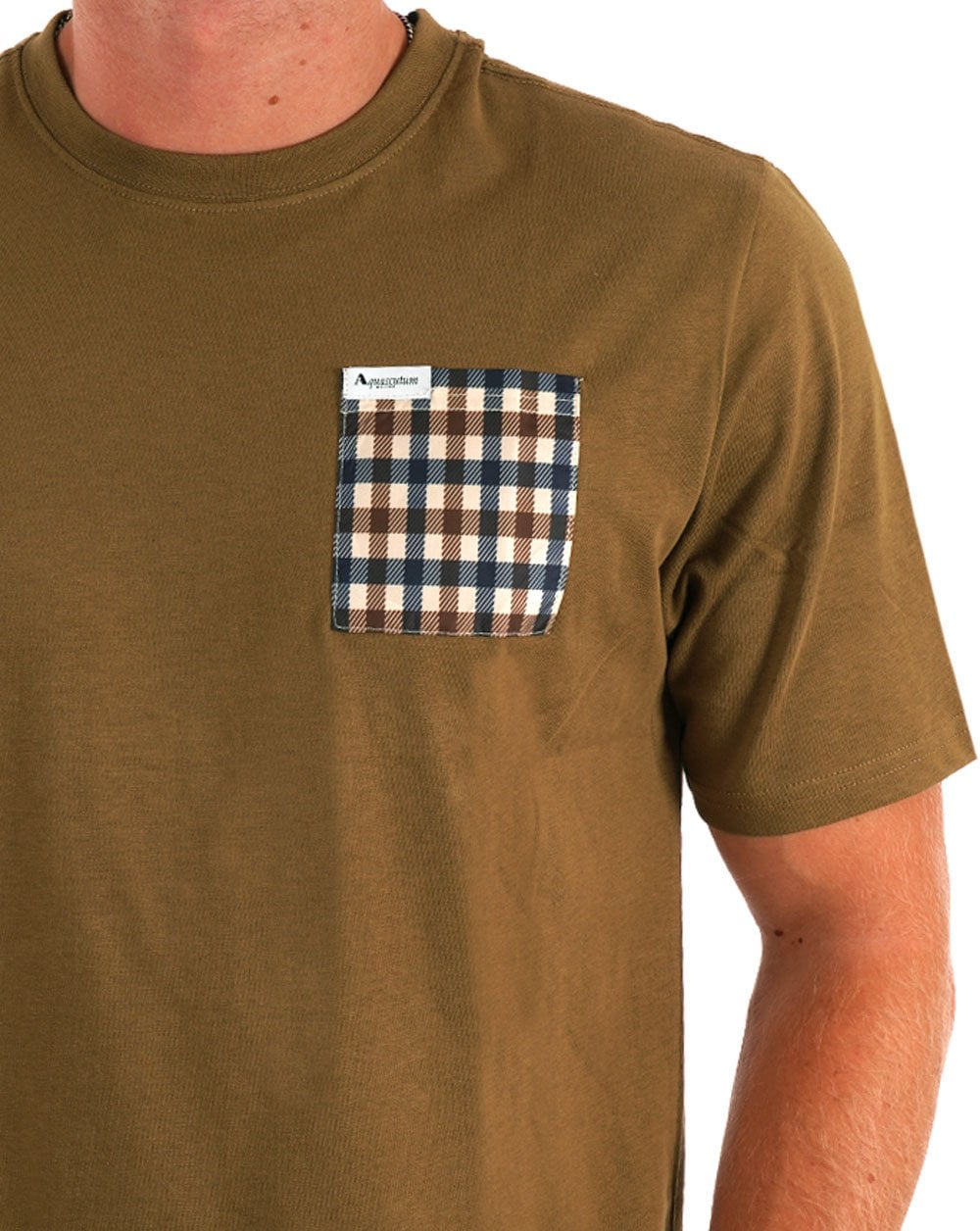 Aquascutum Club Check Pocket T-Shirt Toffee