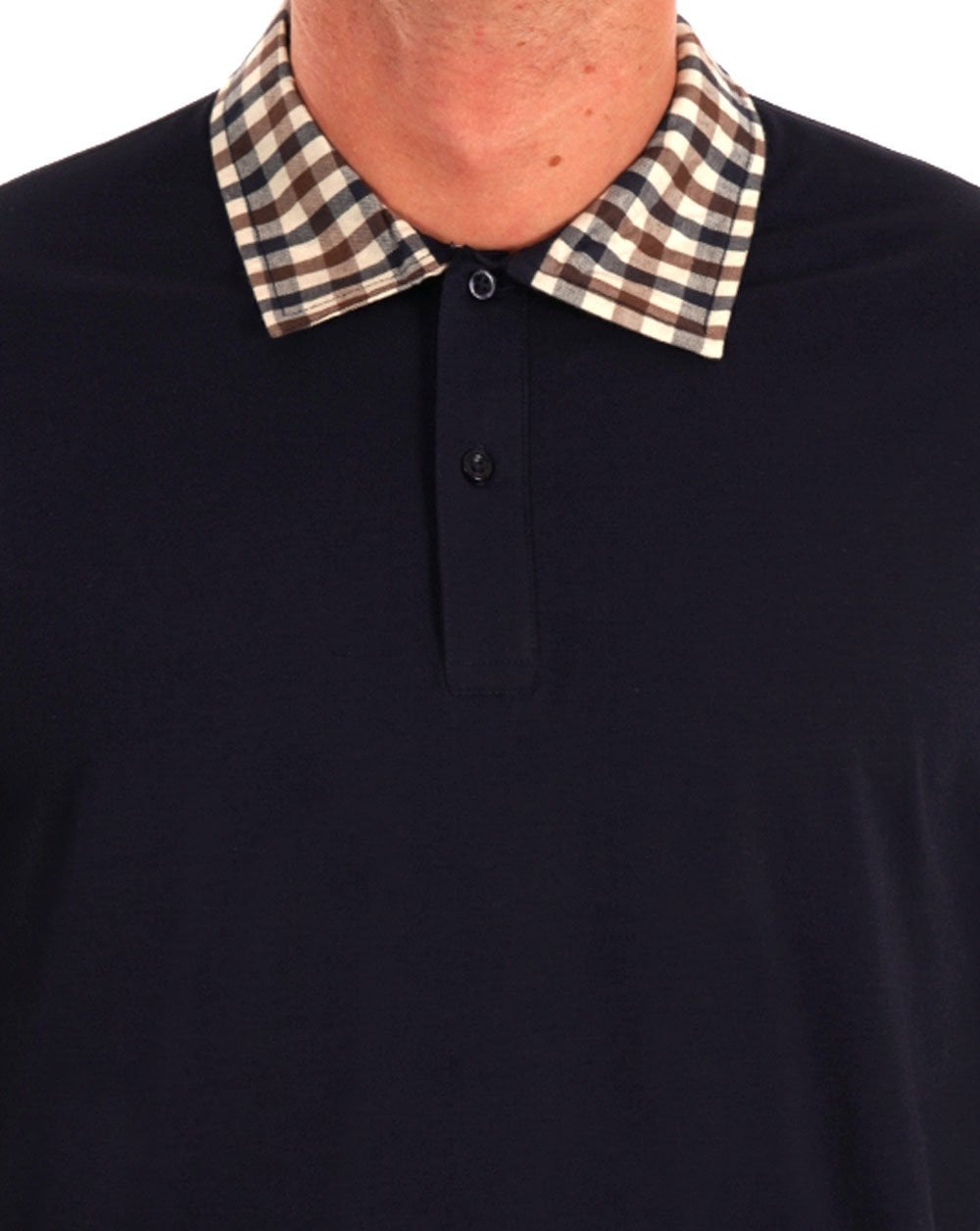 Aquascutum Club Karokragen Langarm-Poloshirt, Marineblau