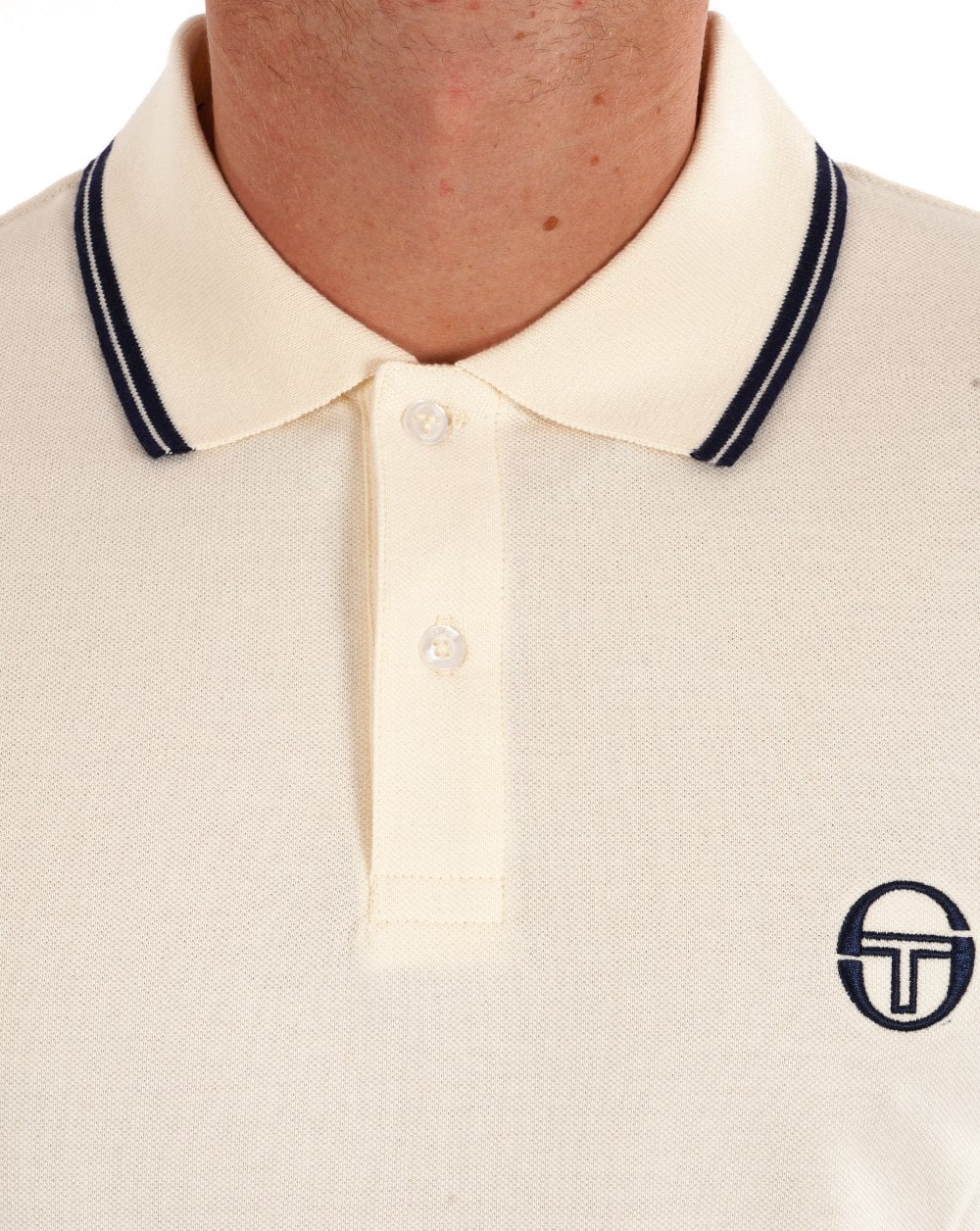 Sergio Tacchini – Langarm-Poloshirt mit Streifen in Gardenia