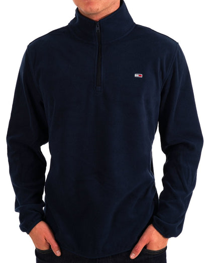 Tommy Jeans – Polar Fleece mit 1/4-Reißverschluss in Dunkelmarineblau