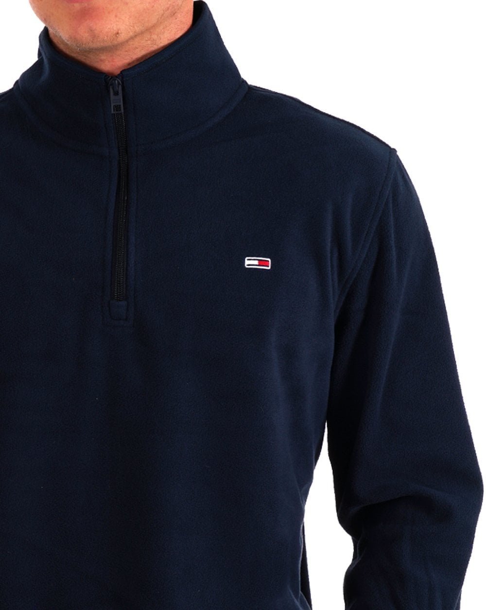 Tommy Jeans – Polar Fleece mit 1/4-Reißverschluss in Dunkelmarineblau