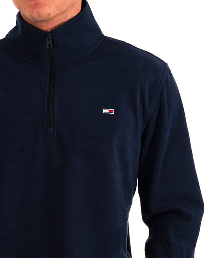 Tommy Jeans – Polar Fleece mit 1/4-Reißverschluss in Dunkelmarineblau
