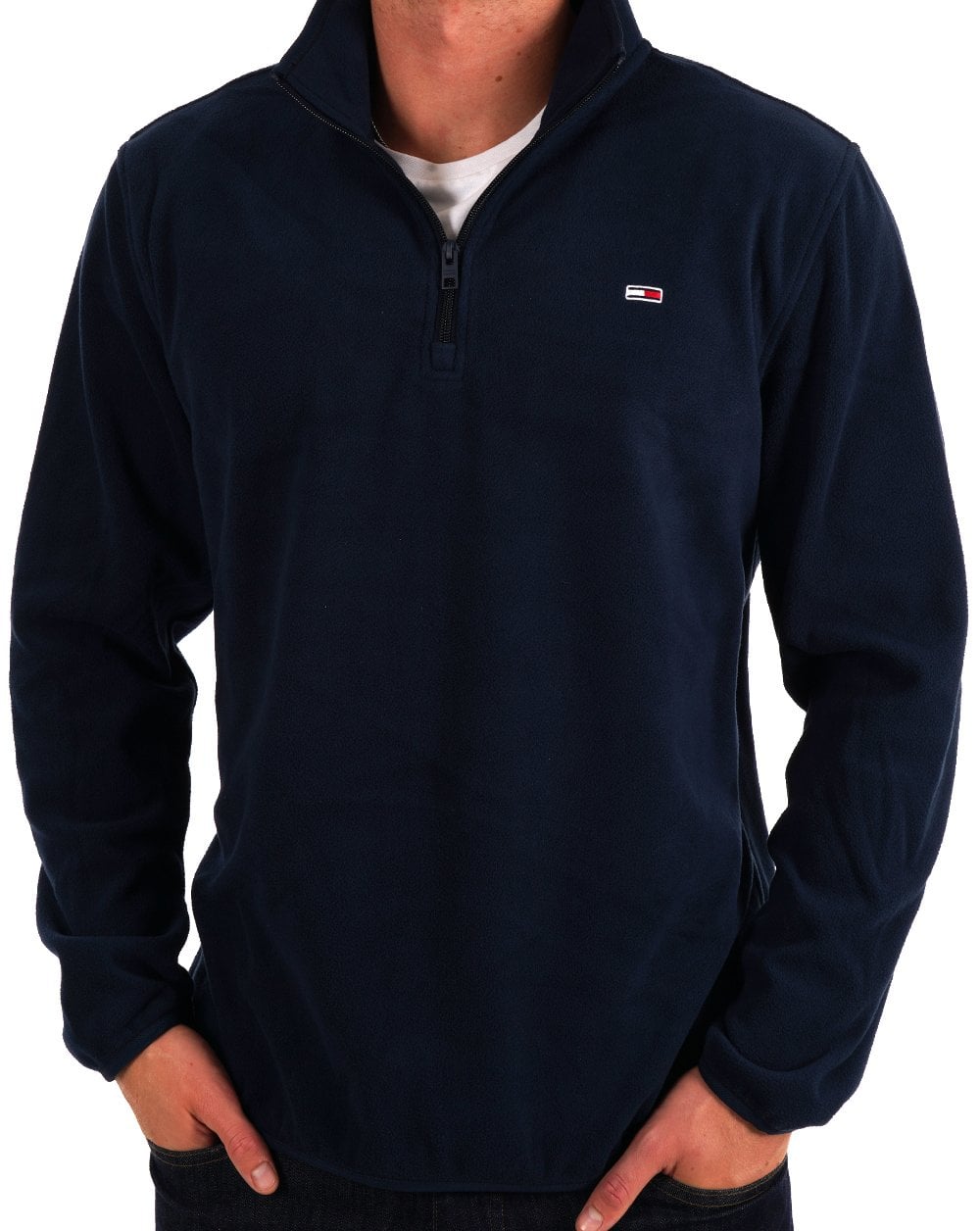 Tommy Jeans – Polar Fleece mit 1/4-Reißverschluss in Dunkelmarineblau