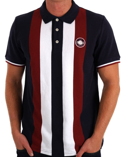 Pretty Green – Live Forever Engineered – Gestreiftes Poloshirt in Marineblau