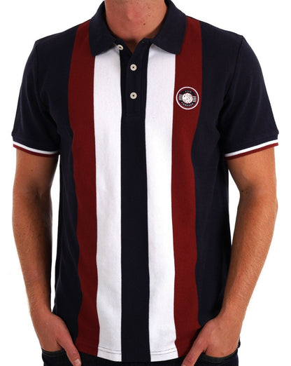 Pretty Green – Live Forever Engineered – Gestreiftes Poloshirt in Marineblau