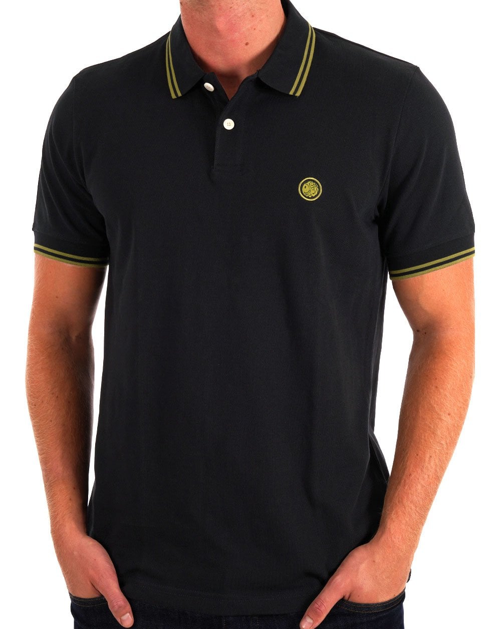 Pretty Green – Barton Poloshirt zum 15. Jahrestag, Schwarz