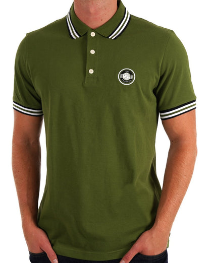 Pretty Green – Poloshirt „Live Forever“ in Grün