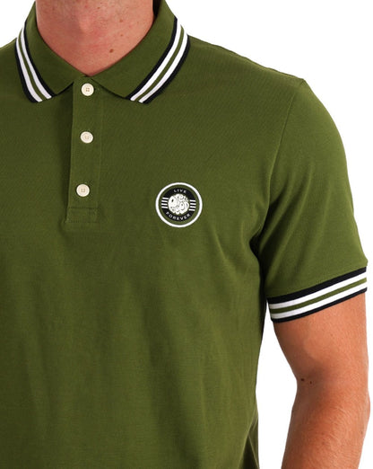 Pretty Green – Poloshirt „Live Forever“ in Grün
