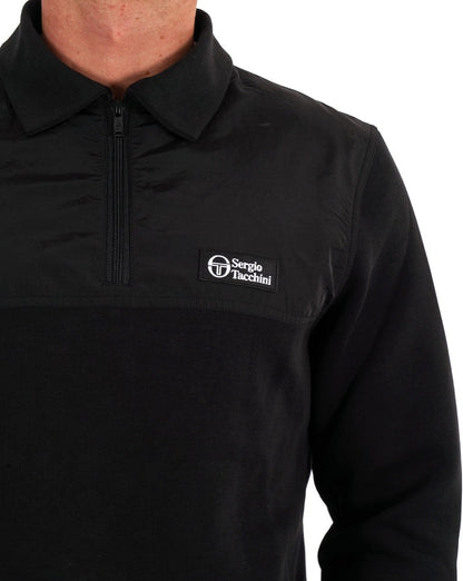 Sergio Tacchini – Jacke aus zweilagigem Stoff mit 1/4-Reißverschluss in Schwarz