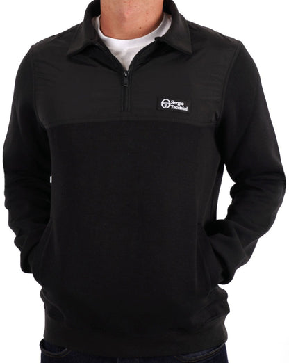 Sergio Tacchini – Jacke aus zweilagigem Stoff mit 1/4-Reißverschluss in Schwarz