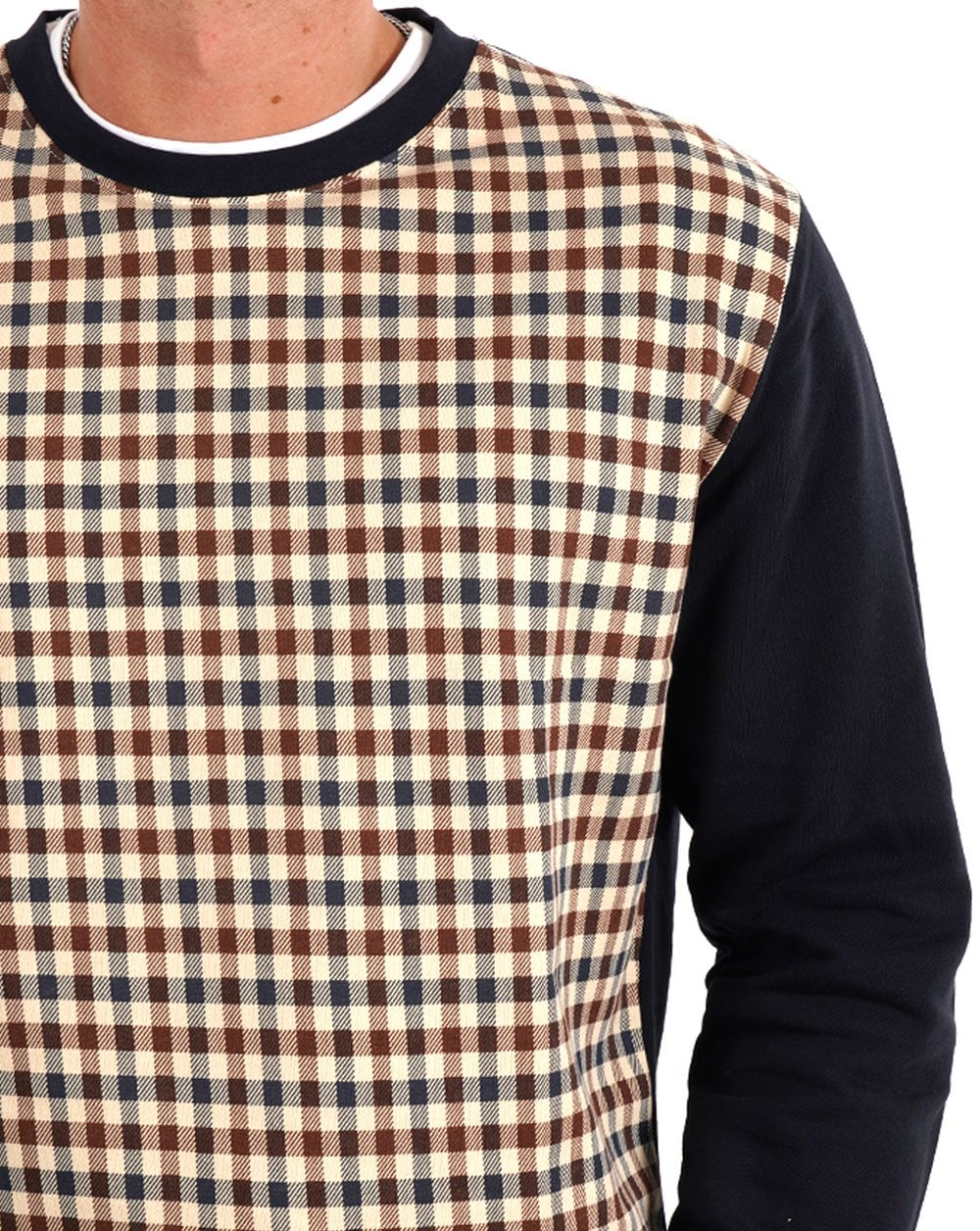 Aquascutum Club – Kariertes Sweatshirt in Marineblau