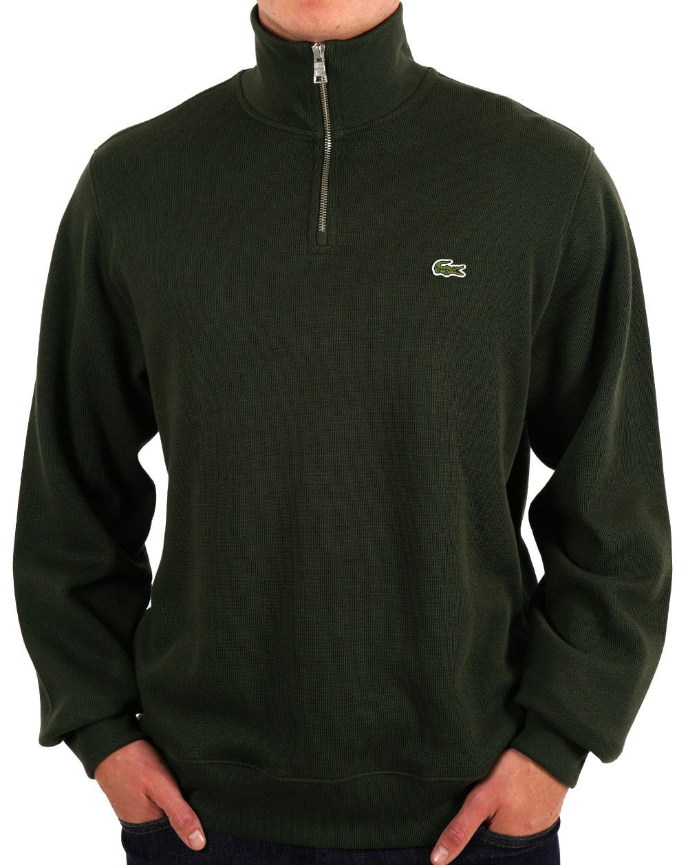 Lacoste – Sweatshirt mit halbem Reißverschluss in Sapwood-Grün