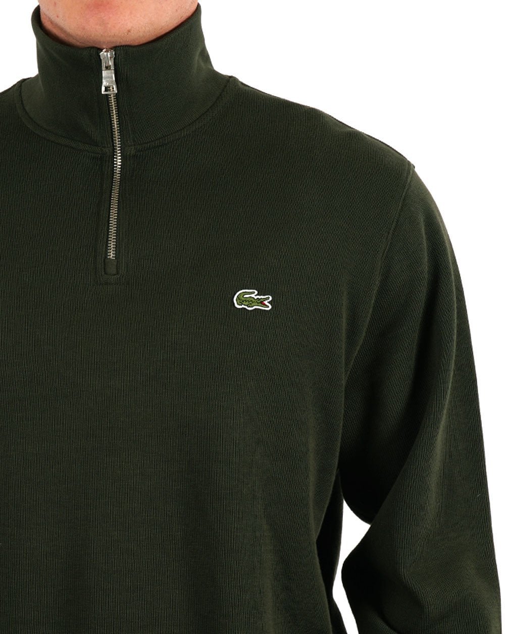 Lacoste – Sweatshirt mit halbem Reißverschluss in Sapwood-Grün