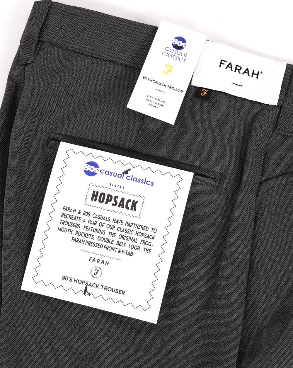 Farah – Hopsack-Hose im Stil der 80er, Grau