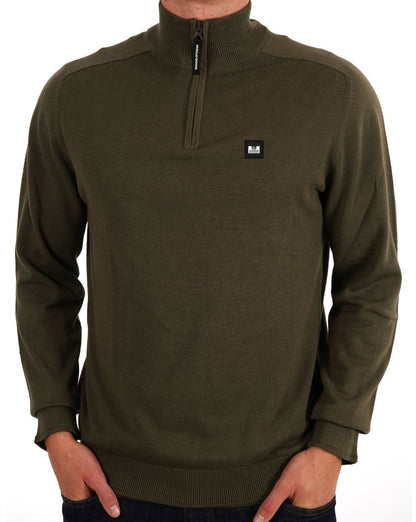 Weekend Offender Pierre 1/4 Zip Knit Khaki Grün