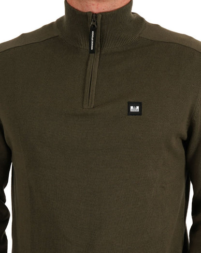 Weekend Offender Pierre 1/4 Zip Knit Khaki Grün
