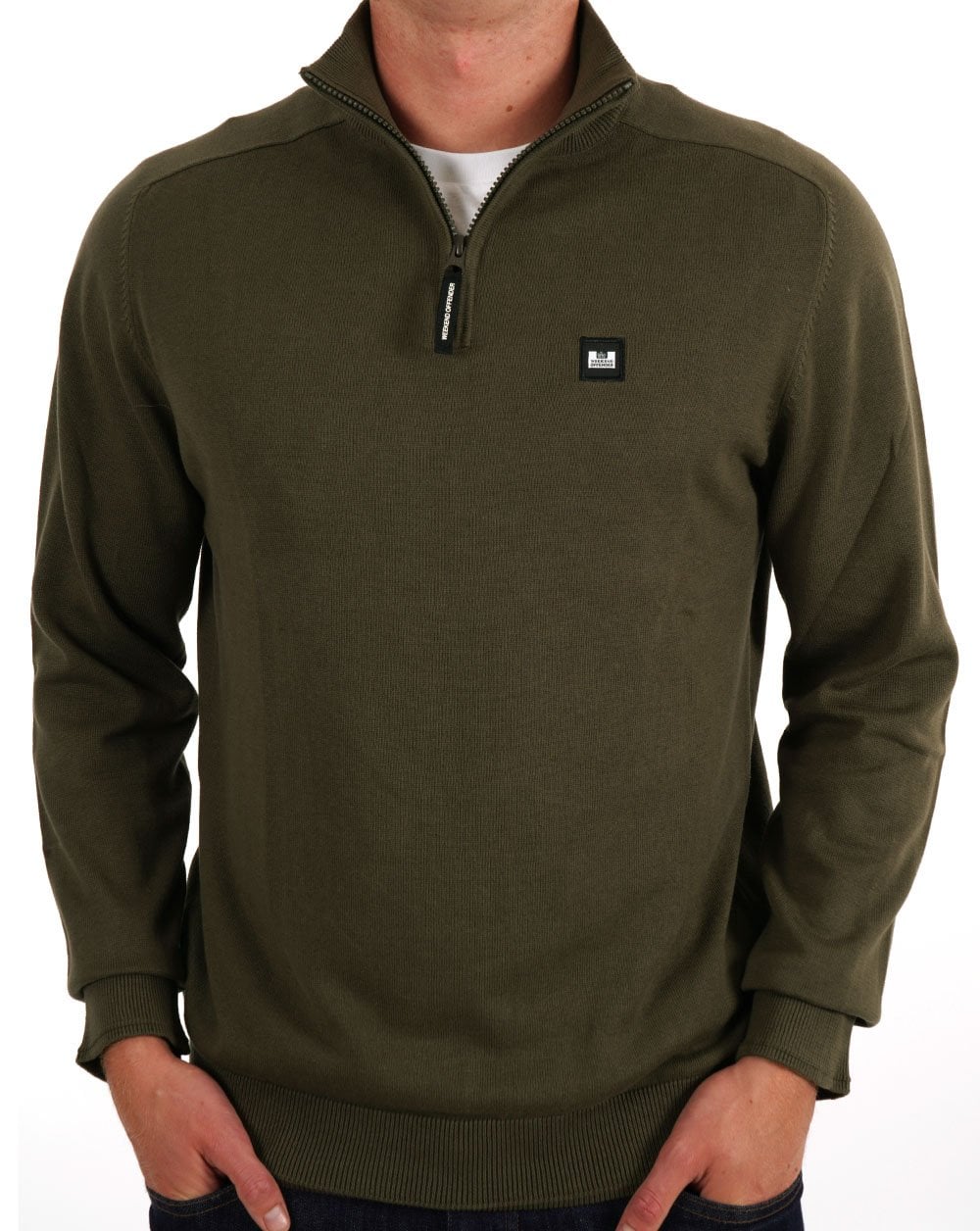 Weekend Offender Pierre 1/4 Zip Knit Khaki Grün