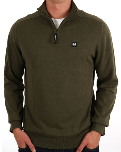Weekend Offender Pierre 1/4 Zip Knit Khaki Grün