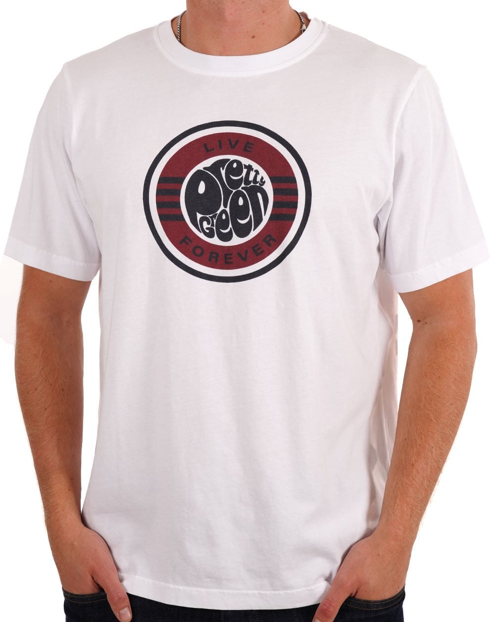 Pretty Green T-Shirt mit Logo „Live Forever“ in Weiß